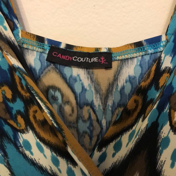 Patterned Brown and Teal Dress - Picture 2 of 2